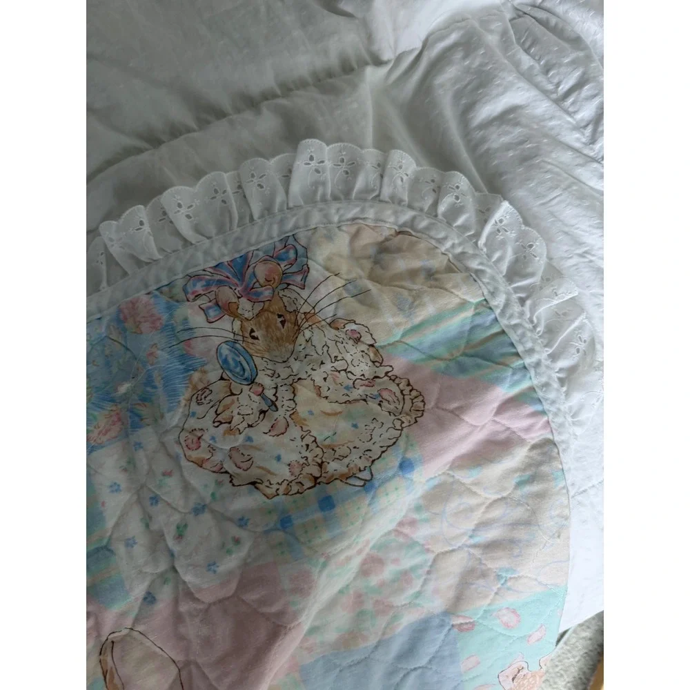 Vintage Peter Rabbit Print Baby Quilt